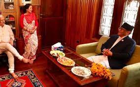 एमाले सचिव लेखराजको निवासमा प्रधानमन्त्री प्रचण्ड